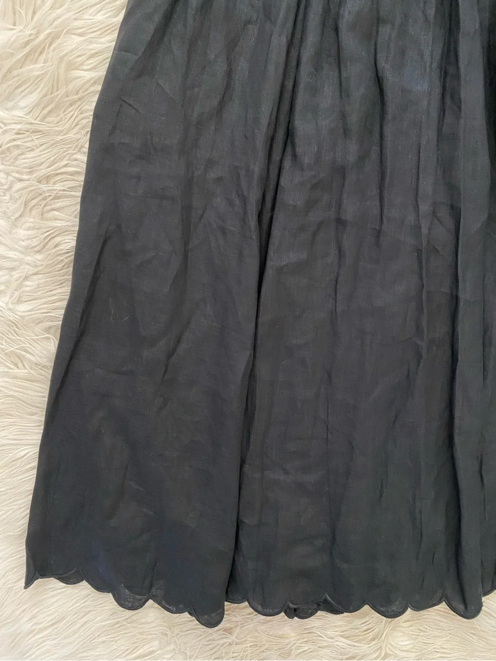 Zimmermann Petite Jude Scallop Midi Dress Black Linen Lace Up Back Vacation 0P - Picture 7 of 16